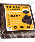 Heavy Duty 16 Mil 10x20 Foot Waterproof Poly Tarp With Brass Grommets And Reinforced Edges Built Tough UV Resistant