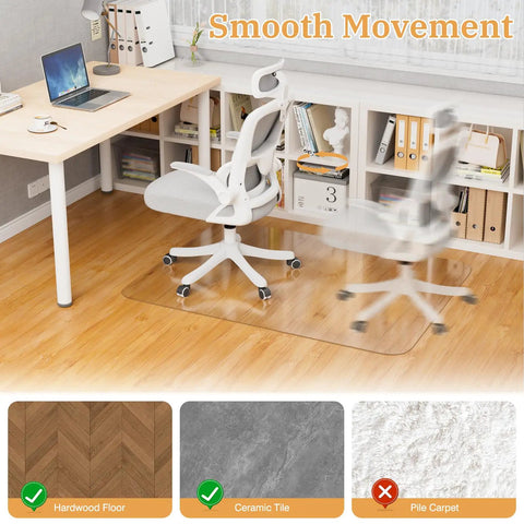 Clear Chair Mat For Hardwood Floors 46 By 60 Inches Desk Floor Protector Heavy Duty Non Slip Mat For Rolling And Gaming Chairs