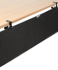 60 Inch Clamp-On Privacy Desk Skirt With Cable Management Sleeve And Wire Hider Kit attached to desk in black