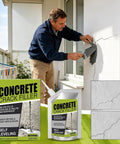 Heavy Duty Concrete Crack Filler And Waterproof Sealant For Patios And Garages Fast Drying Flexible Patch being applied to a wall crack.
