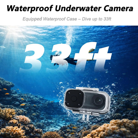 4K Mini Body Camera With 6 Axis Stabilization 128GB Built In Memory Waterproof Wearable Action Cam in underwater setting