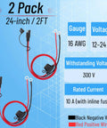 Beefy Sae To O Ring Terminal Connectors Paired With Sae Battery Wiring Setup Featuring Dual 2 Foot 2 Pin Harnesses At 16 Awg Copper Core.