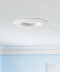 Ceiling view of 5/6 Inch Matte White Integrated LED Recessed Trim With 5 Color Changing Modes And Dimmable Switch, 700 Lumens, ENERGY STAR