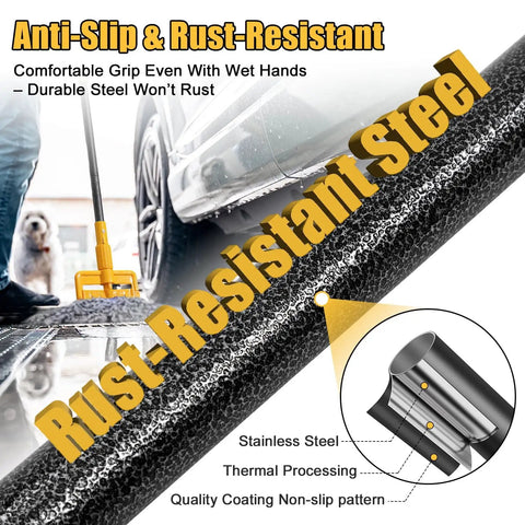 60 Inch Heavy Duty Mop Handle Replacement With Quick-Lock ABS Clamp Pro-Grade Alloy Iron Pole Rust-Proof Design