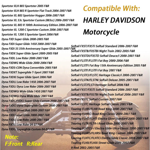 Compatibility list for Harley Front And Rear Brake Pad Set Semi-Metallic For Touring Electra Glide Ultra Classic Road King Classic And Dyna Models Includes 3 Pairs Of Disc Pads 97.5 X 64 X 8 Mm