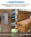 Beefy Heavy Duty 8 Pack L Brackets 3x3 Inch Galvanized Corner Braces used for wood beams and furniture, indoor and outdoor use