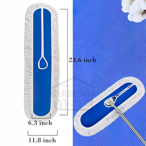 Heavy Duty Cotton Dust Mop Head Refill For Fast Floor Sweeping And Gym Maintenance, 23.6 x 11.8 inches, with cotton fibers.