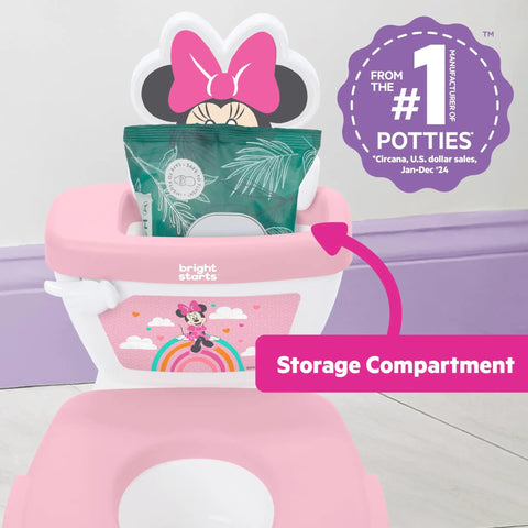 Super Sweet Disney Minnie Mouse Toddler Potty Training Toilet With Real Flush And Cheer Sounds Lickety Split Floor To Chair Transition Removable Splash Guard Tough Grab Handles Smooth Learning For Kiddos 18 Months Plus