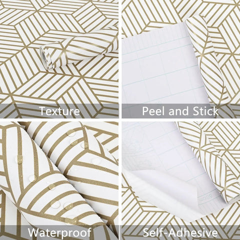 Geometric Hexagon Peel And Stick Wallpaper Removable Self Adhesive Vinyl Film For Walls And Shelves And Drawers And Furniture texture