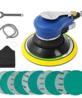 6 Inch Vacuum Orbital Sander With Dust Bag And Hose For Auto Body And Woodworking, Self Vacuum, Includes Ten 6 Hole Sandpapers
