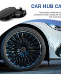 Quartet Of Sleek Black Wheel Center Caps Crafted From Hella Durable Abs, precision 60mm outer diameter on car wheel.