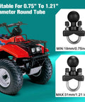 Double U Bolt 1.5 Inch Mount Base For Rails 0.75 To 1.21 Inch Diameter Compatible With C Size 1.5 Inch Double Socket Arm shown on ATV
