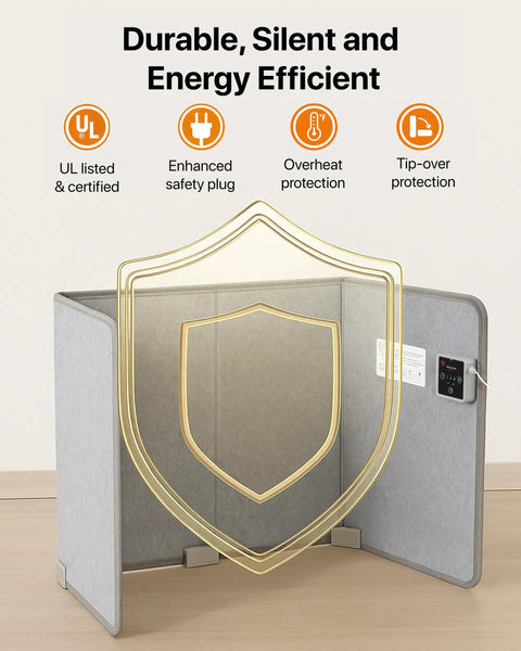 Under Desk Heater For Legs And Feet, Silent Personal Warmer with Thermostat and Timer features, foldable design