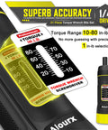 Torque Screwdriver Set with 31-Piece S2 Steel Bits, 10-80 Inch-Pounds Torque Range, 1/4 Inch Drive Wrench Kit, measurement close-up