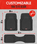 Premium Quality Heavy Duty Hella Durable All Weather Floor Mats Deep Dish Waterproof Trim To Fit Black Rubber Guard Set dimensions 20x27 in.