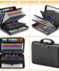Rugged Hard Shell Fireproof File Organizer With Lock 13 Pocket Accordion Folder Portable Safe Storage For Important Documents And Laptop Black