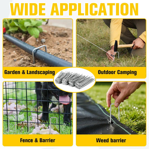 Heavy Duty 6 Inch Landscape Staples 11 Gauge Galvanized Garden Pins For Weed Barrier Fabric And Irrigation Tubing applications