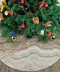 Soft Plush Christmas Tree Skirt 36 Inches, 100 Percent Polyester Brushed Fabric, Cozy Granite Brown Gray Marble Look, Covers Tree Base And Stand