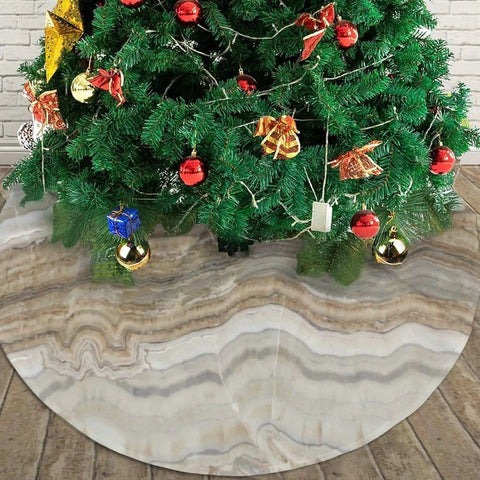 Soft Plush Christmas Tree Skirt 36 Inches, 100 Percent Polyester Brushed Fabric, Cozy Granite Brown Gray Marble Look, Covers Tree Base And Stand