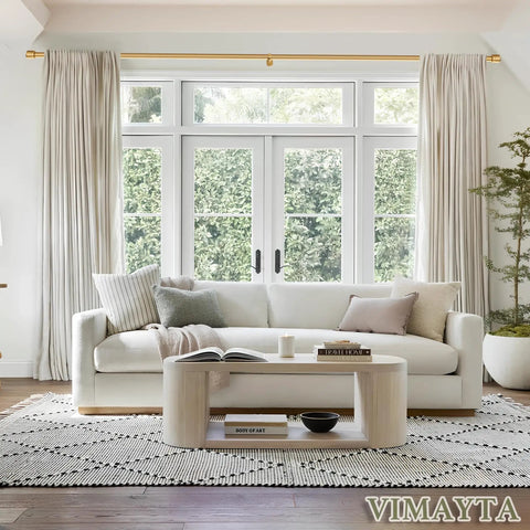 Living room with Telescoping One And One Eighth Inch Curtain Rod Set Beefy Heavy Duty Drapery Rod Extends From Twelve To Twenty Feet Adjustable