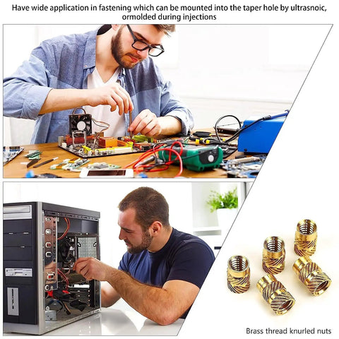 Grab This 330pcs Brass Threaded Insert Kit With Knurled Design For Fast DIY Fixes At Home Or Shop features brass threaded nuts for electronics.