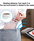 100 Pcs UHF RFID Sticker Tags 860 960 MHz Long Range RFID Labels For Warehouse Management And Asset Tracking shown in pocket scan