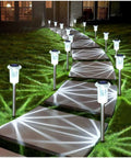Solar LED Outdoor Stake Lights Pack Of 10 Waterproof Stainless Steel Yard Pathway Garden Driveway Walkway Landscape Lighting 6000K Cool White