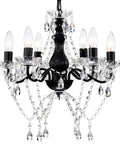 Six Light Black Crystal Chandelier Lighting Fixture For Living Room, Dining Room And Bedroom Modern Vintage Candle Style