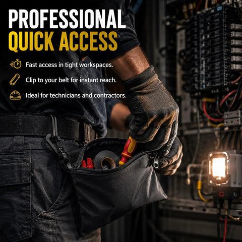 Technician accessing tools from Three Pack Small Zipper Tool Pouches Built Tough With Waterproof 600D Oxford Fabric Multipurpose Organizer