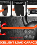 Heavy Duty Garage Hooks 4 Pack Wall Mount Tire Storage System With Anti Slip Coating Holds Up To 88 Lbs, close-up on orange steel hook detail