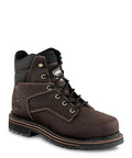 Women's Steel Toe Work Boot 6 Inch Brown Wide 10D Built Tough Leather Construction With Slip Resistant Treker Outsole Meets ASTM F2413-18 EH SR FIC And F3445-21 Safety Standards side view