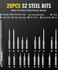 Go-To 20-In-1 Mini Electric Screwdriver Set For DIY And Electronics, All-In-One Precision Driver With 180 RPM Electric Mode And 0.35 Nm Torque, Manual 1.8 Nm, Long-Lasting Battery, Fast Charge, Great For Watches, Smartphones, Drones, And More. 20 S2 steel bits shown