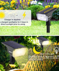 40 LED Solar Landscape Spotlights IP65 Waterproof Outdoor Yard Light 2 Pack Auto On Off Warm White in garden setting