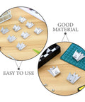 Heavy Duty Stainless Steel Freezer Shelf Clips Set displayed on wooden surface with tools