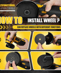 Steps to install wheel on Cordless Brushless Mini Angle Grinder Kit With 3 Inch Grinding Discs 19500 RPM Ultra Lightweight Handheld Cutter
