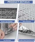 Heavy Duty Reflective Bubble Insulation Sheet For Garage Door Thermal Barrier Featuring Rock Solid Build And Super Durable Aluminum Finish, showing double layer bubbles and tear-resistant features.
