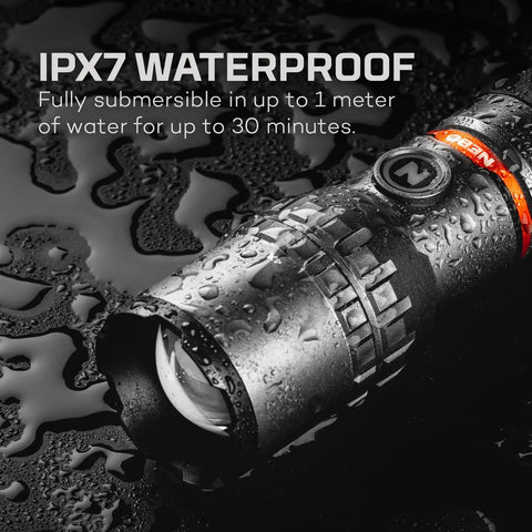 SLYDE KING 2K Rechargeable LED Flashlight With 4X Zoom Spotlight Or Floodlight, Built In COB Work Light, IPX7 waterproof