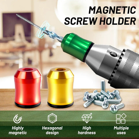 3 Pack Magnetic Screw Holder Ring For Drill Bits And Hex Drivers, Universal Removable Tool showing hex design and magnetic grip