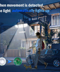 daphino 3-head outdoor solar light with motion sensor, 2500LM, 270° wide-angle, IP65 waterproof security lighting