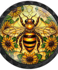 Stained glass cabinet knob with bee and sunflowers, part of Boho Bee Pattern Cabinet Knobs 4 Pack With Stained Glass Sunflower Mosaic Kitchen And Bathroom Decor To Boost Your Cabinet Vibe Rustic Boho Charm For Cabinets Dressers And Drawers Perfect For Bedrooms And Living Rooms.