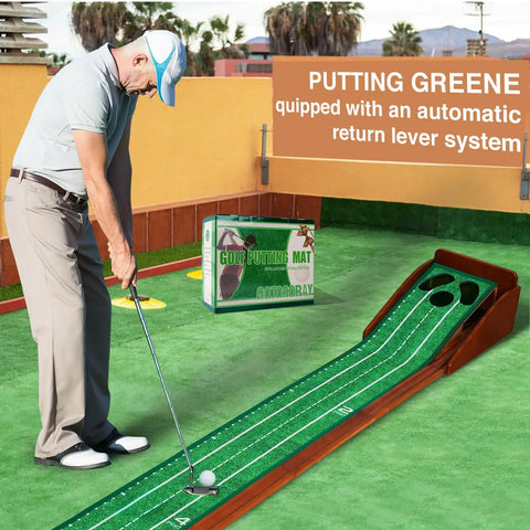 Premium Indoor Golf Putting Mat With Auto Ball Return For Home Office And Outdoors, Realistic Rolling Speed