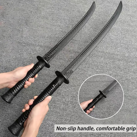 Two Pack High Strength Polypropylene Practice Swords For Martial Arts Training With Sheath Belt And Display Stand