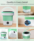 No Sweat Compact Laundry Setup With Smart Blue Light Wash And Turbo Spin Basket For Spotless Baby Clothes Intimates Socks Gray Portable Washing Machine 20 Liter Mini Washer with drain hose and control panel.