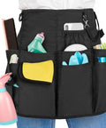 Pro Grade Cleaning Apron With 9 Pockets And Adjustable Waist Belt showcasing organized cleaning tools and supplies.