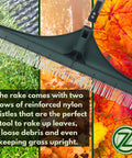 Extra Long Turf Rake For Artificial Grass Built Tough Heavy Duty Astro Turf Bristle Brush For Leaves Removal shown with nylon bristles