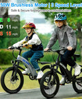 Lightweight Kids Electric Bike With 250W Brushless Motor 25.2V 7Ah Battery 3 Speed Up To 15 MPH 20 Inch Tires Adjustable Seat And Frame For Ages 6 To 10 Safe Kid Friendly Rides, kids riding on 20-inch electric bikes