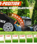 22 Inch 201cc Gas Lawn Mower With 3 In 1 Mulch Side Discharge Rear Bag Rear Wheel Self Propelled Drive Up To 2.9 MPH 4.7 HP OHV Engine That Cuts Like A Boss, 6-position height adjuster