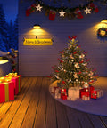 Christmas scene with solar fence lights waterproof outdoor gutter lights with two installation methods for deck garden porch