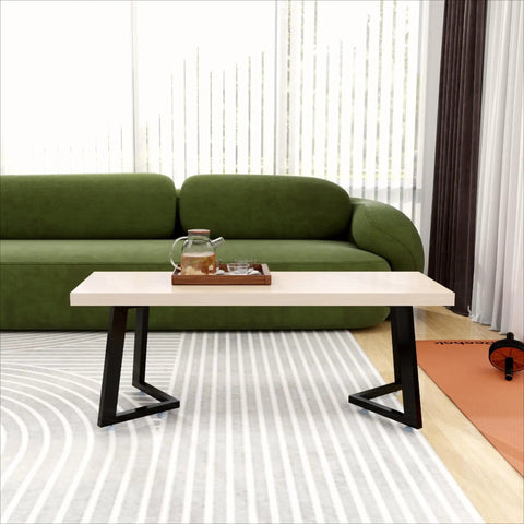 Heavy Duty 16 Inch Black Metal Coffee Table Legs Double V Shaped Design 2 Piece Set with adjustable levelers