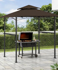 Patio Grill Gazebo Canopy With Double Tier Roof For Outdoor BBQ And Backyard Use Sturdy Powder Coated Steel Frame Shelter